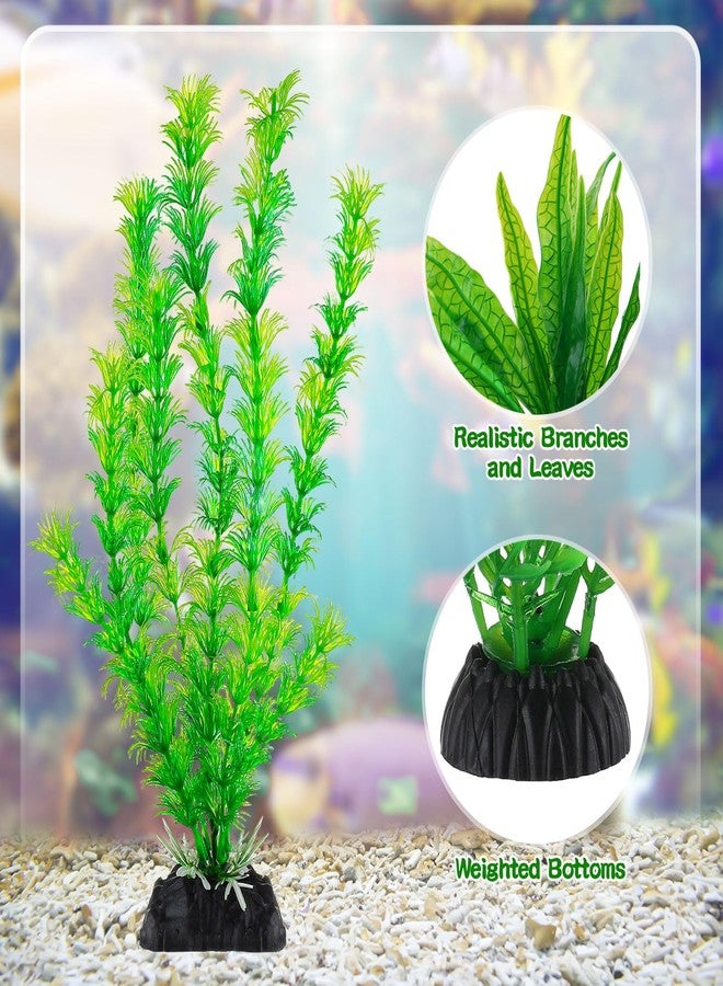 LSLYHTC 28Pcs Artificial Aquarium Plants, Green Fish Tank Decorations, Fish Tank Plants Decorations for Household and Office, Various Sizes - Image 3